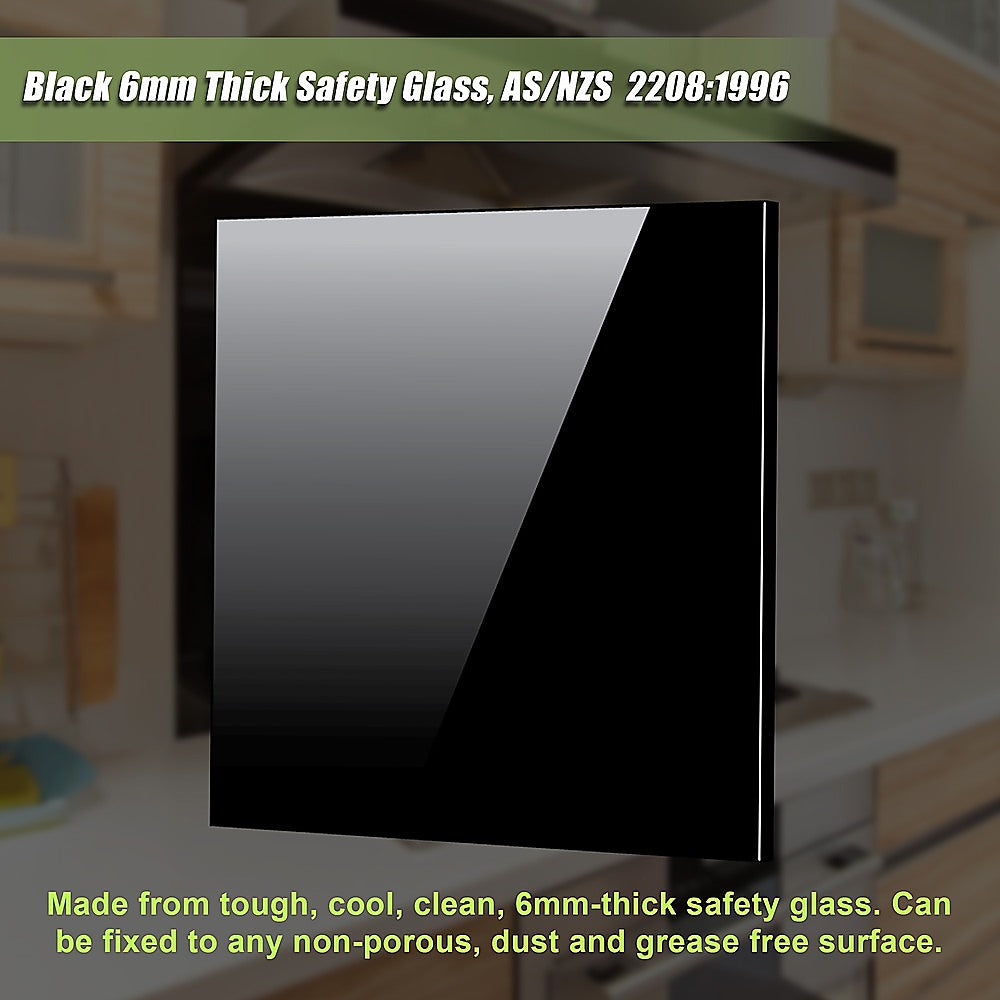 Toughened 60cm x 75cm Black Glass Kitchen Splashback