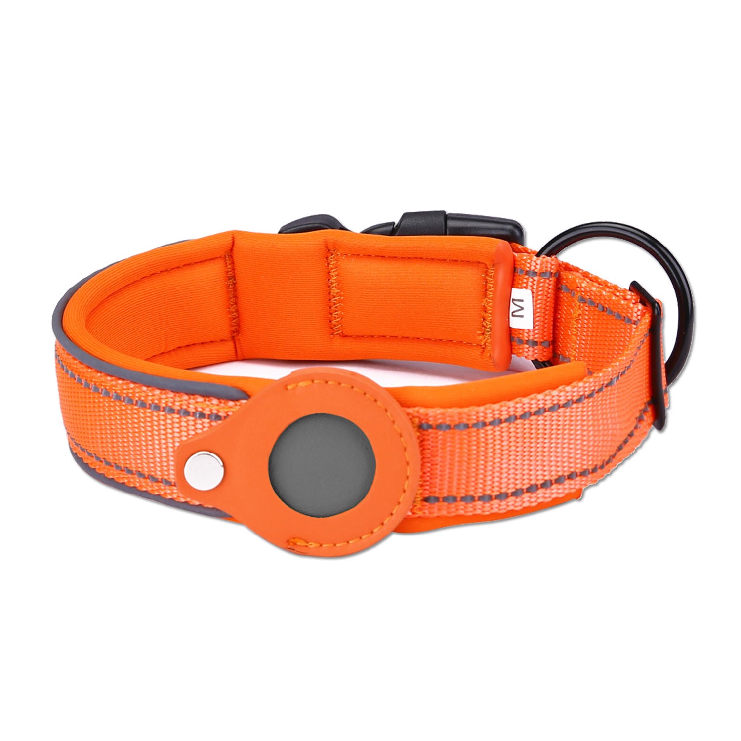 Size L Orange Reflective Adjustable Anti-Lost Pet Collar (For Apple AirTag - Collar Only, Tracker Not Included)