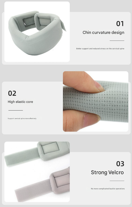 Size XL Grey Ergonomic Neck Support Brace - Soft Cervical Collar for Posture Correction and Pain Relief