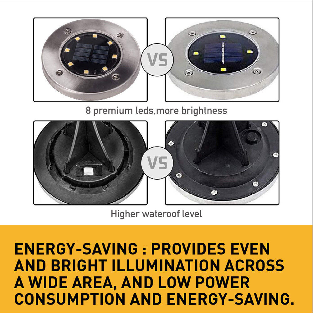 12Pcs Solar Powered LED Buried Inground Recessed Light Garden Outdoor Deck Path