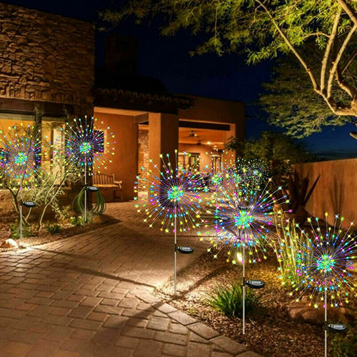 6PCS 150LED Solar Firework String Lights Garden Fairy Light Outdoor Path Lawn Lamp