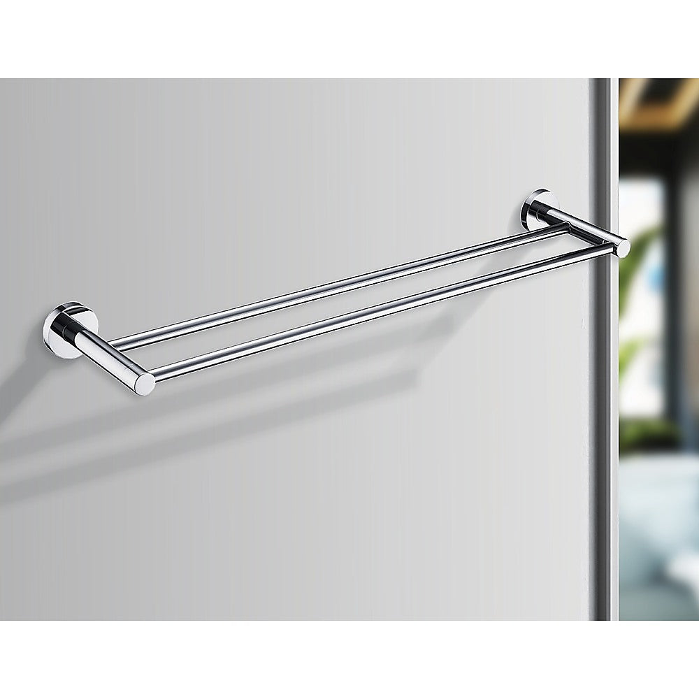 Double Classic Chrome Towel Bar Rail Bathroom