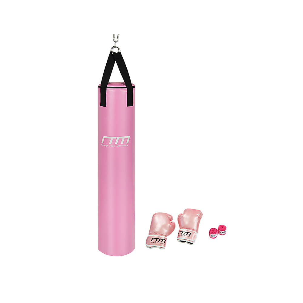 70lb Red Heavy Bag Kit Punching Boxing Bag Gloves Hand Wraps