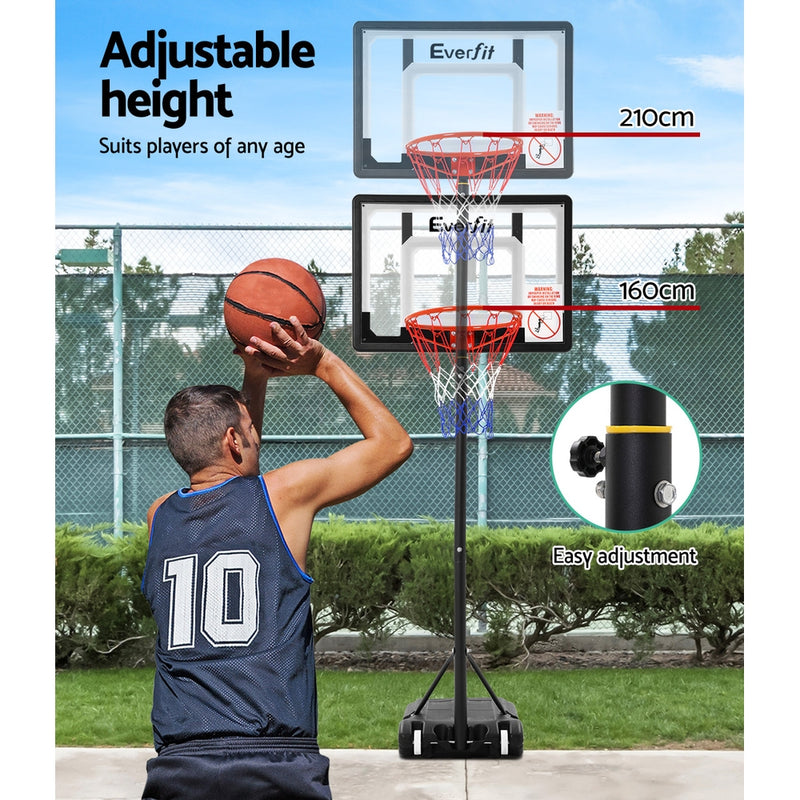 Everfit 2.1M Basketball Hoop Stand System Adjustable Portable Pro Kids Clear