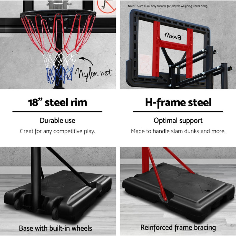 Everfit 3.05M Basketball Hoop Stand System Adjustable Height Portable Pro Black