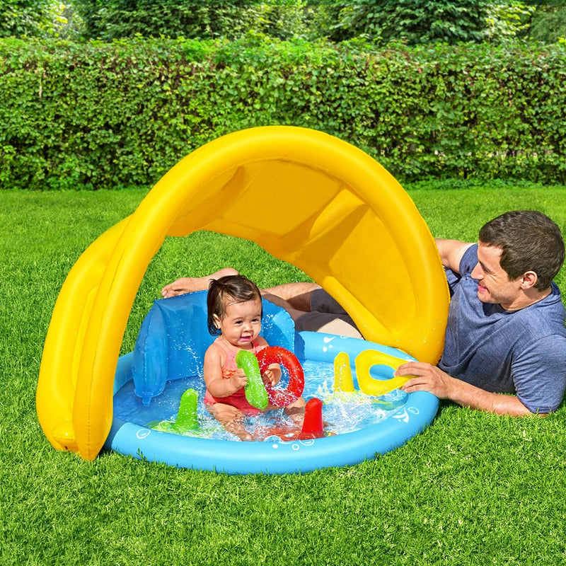 Bestway Kids Pool 115x89x76cm Inflatable Play Swimming Pools w/ Canopy 31L