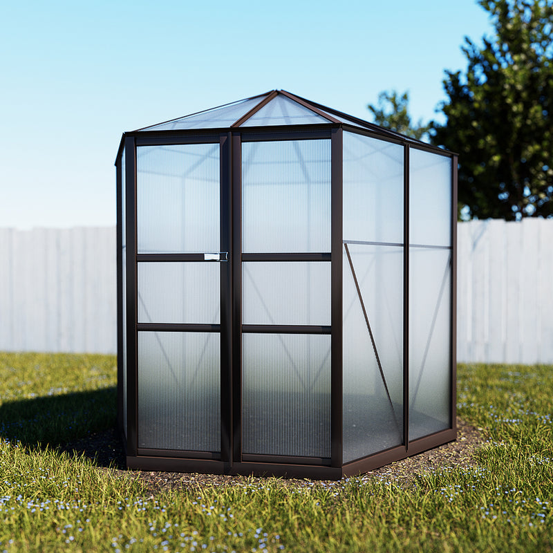 Greenfingers Greenhouse 2.4x2.1x2.32M Aluminium Polycarbonate Green House Garden Shed