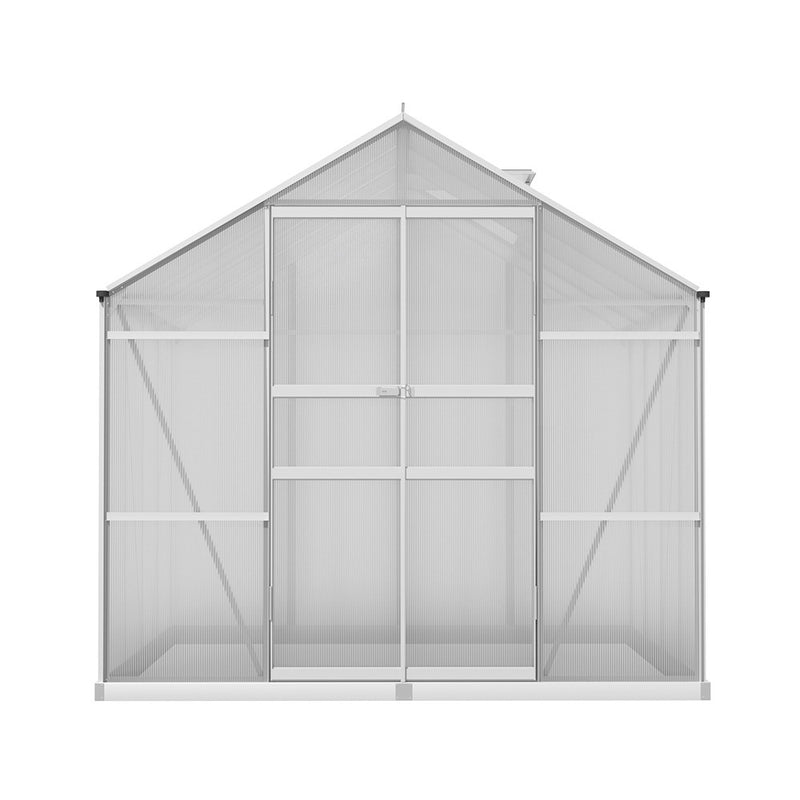 Greenfingers Aluminium Greenhouse Green House Polycarbonate Garden Shed 2.4x2.5M