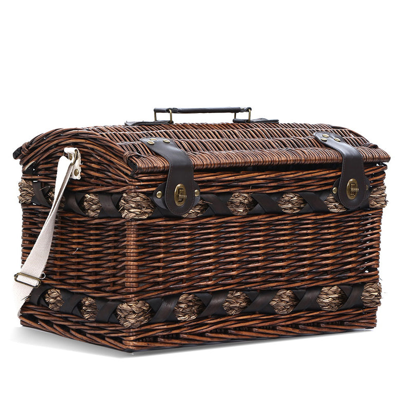 Alfresco 4 Person Picnic Basket Set Insulated Storage Blanket