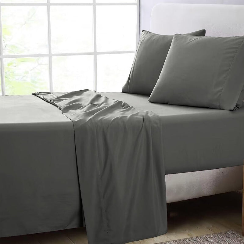 GOMINIMO 4 Pcs Bed Sheet Set 2000 Thread Count Ultra Soft Microfiber - King (Grey) GO-BS-106-XS