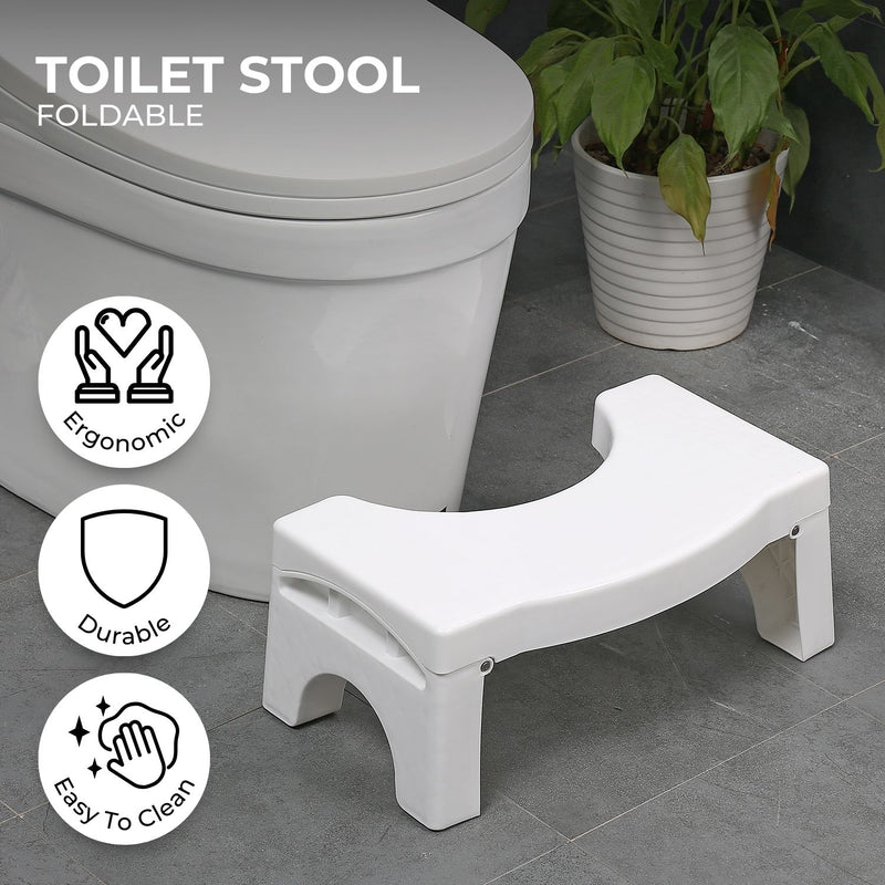 GOMINIMO Foldable Toilet Step Stool with Non-Slip Base (White) GO-TSL-100-HX