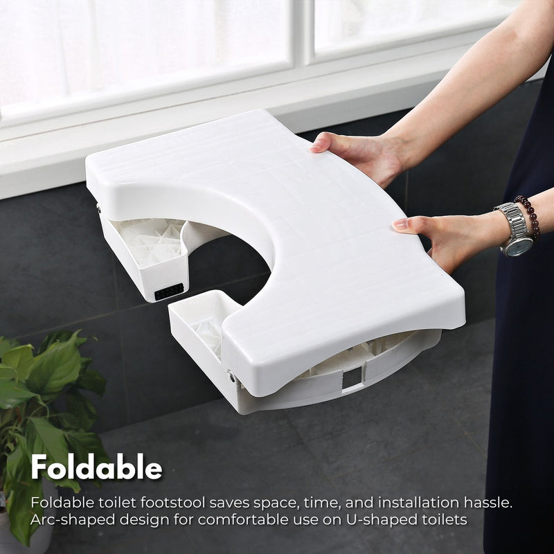 GOMINIMO Foldable Toilet Step Stool with Non-Slip Base (White) GO-TSL-100-HX