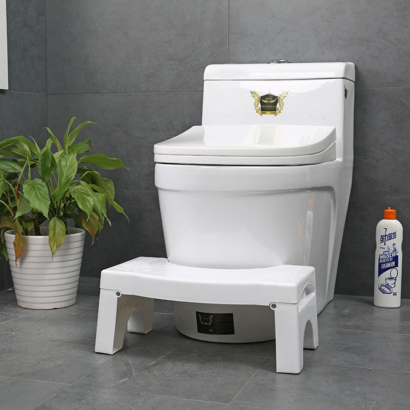 GOMINIMO Foldable Toilet Step Stool with Non-Slip Base (White) GO-TSL-100-HX