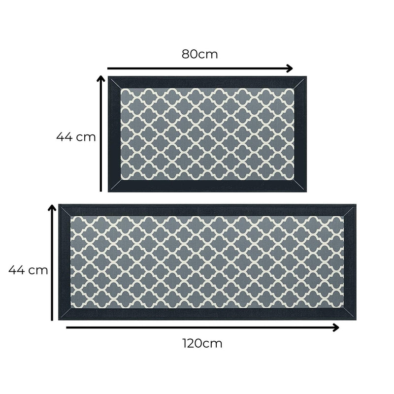 GOMINIMO 2 PCS Washable Non Slip Absorbent Kitchen Floor Mat (44x80+44x120cm, Black Lucky Clover) GO-KRM-101-QC