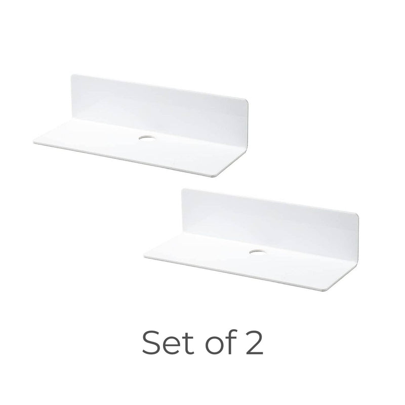 GOMINIMO Acrylic Floating Wall Shelves Set of 2 with Cable Clips (White) GO-FWS-103-SYD