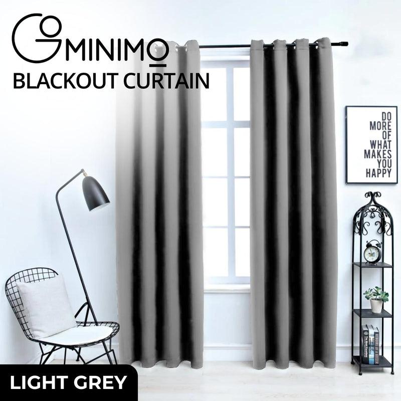 GOMINIMO Blackout Window Curtains for Thermal Insulated Room (Set of 2, W132cm x D213cm, Light Grey) GO-CNB-104-MM