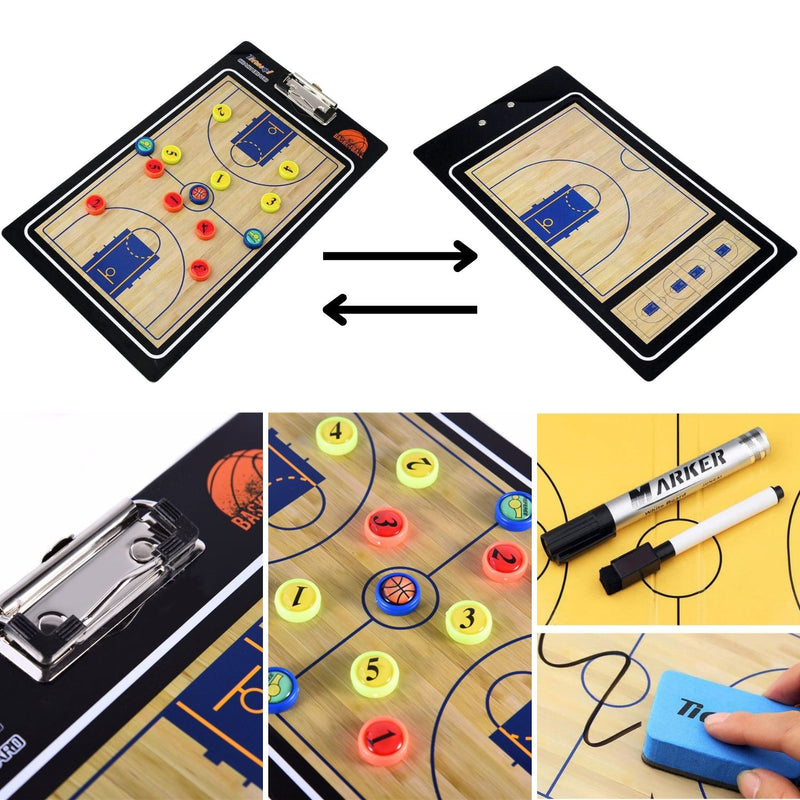 VERPEAK Foldable Basketball Coaching Board with Magnetic Number Pieces & Marker Pen (Black)