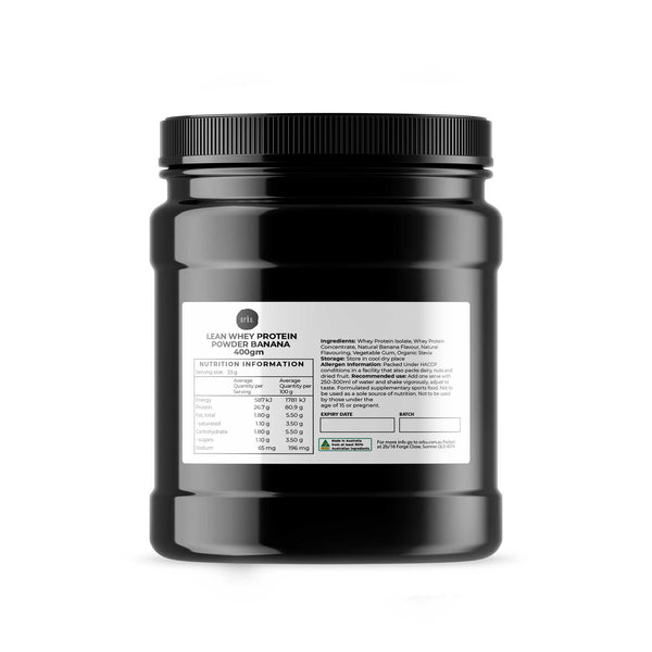 400g Lean Whey Protein Blend - Banana Shake WPI/WPC Supplement Jar