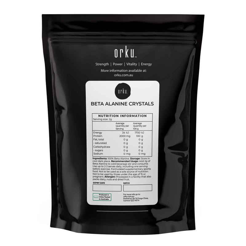 Orku 400g Beta Alanine Crystals - Pre Workout Lactic Acid Buffer Supplement