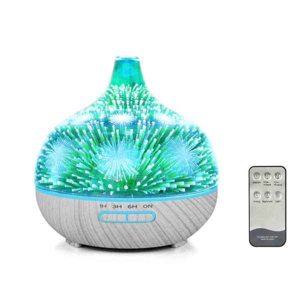 400ml Essential Oil Aroma Diffuser and Remote - 3D Glass Aromatherapy Humidifier