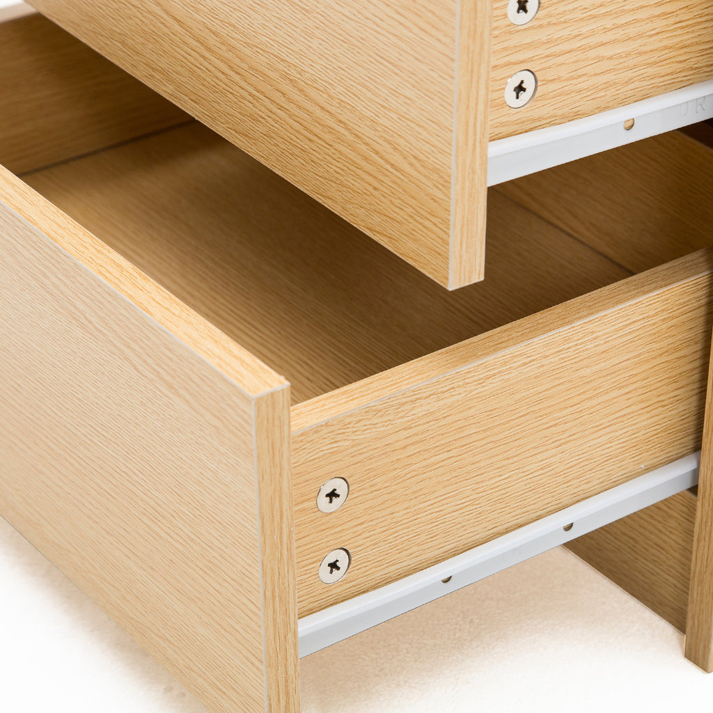 Bedside Table 3 Drawers RGB LED Bedroom Cabinet Nightstand Gloss GLORY OAK