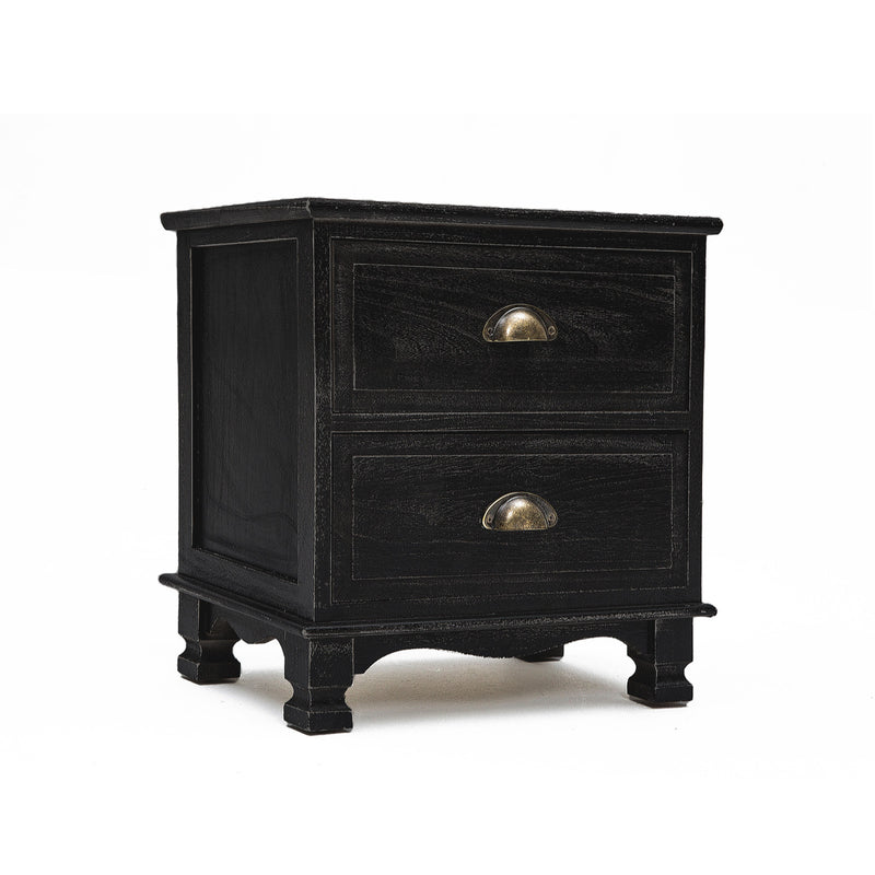 2X Bedside Table 2 Drawer Vintage Side Table Storage Cabinet Bedroom LYDIA BLACK