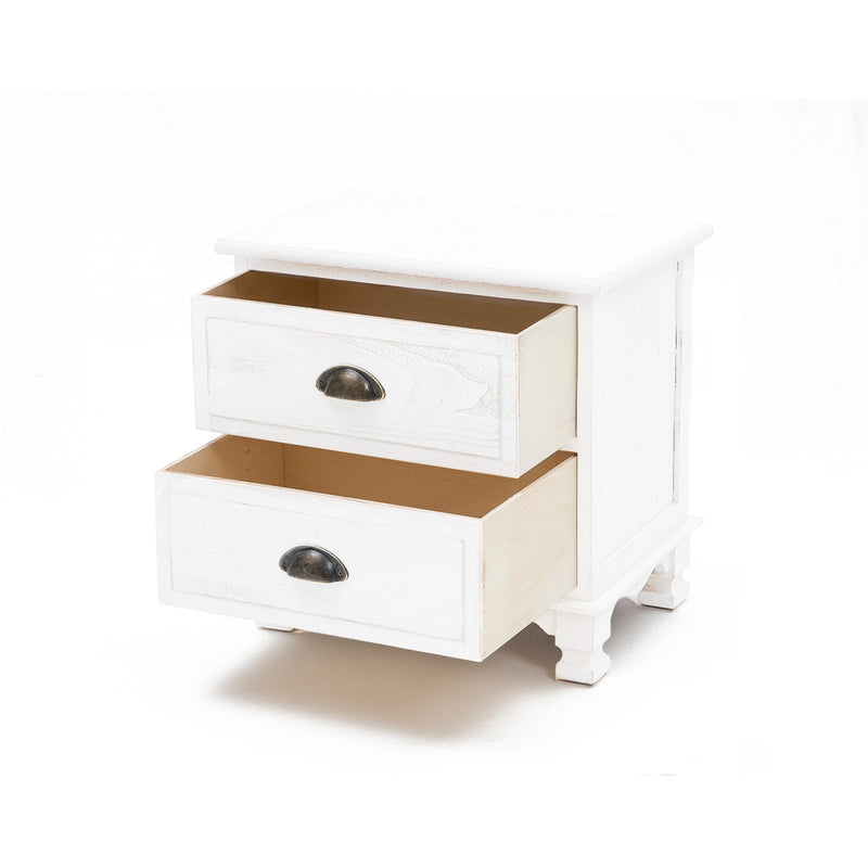 2X Bedside Table 2 Drawer Vintage Side Table Storage Cabinet Bedroom LYDIA WHITE