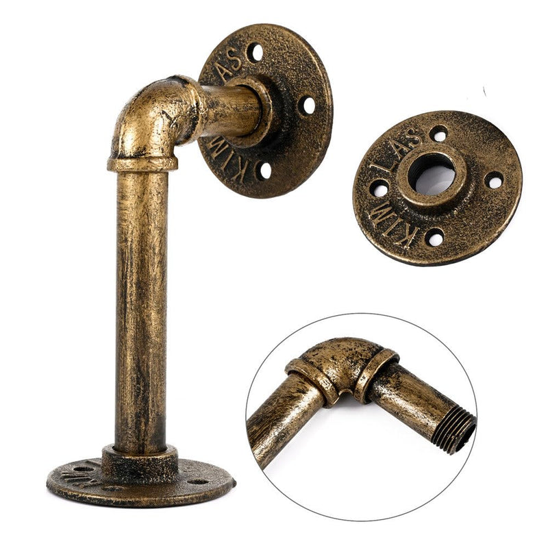 4PCS Pipe Floating Shelf Bracket Industrial Pipe Shelf Bracket Mounting Bracket Storage Racks Decor Bronze