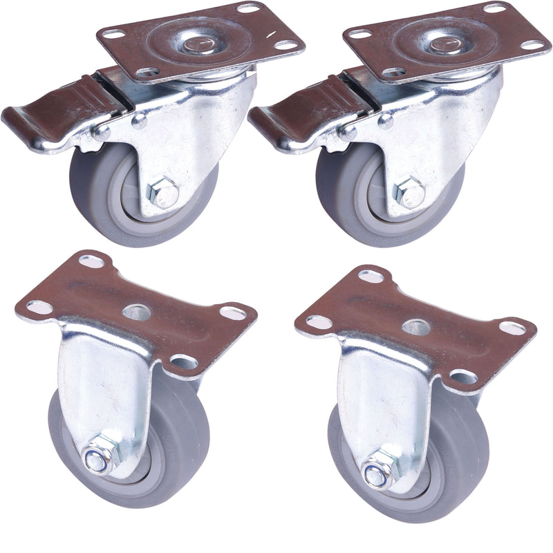 4x 3 inch Heavy Duty Swivel Brake Locking Caster Castor Wheels Casters 2x swivel 2x fixed for Cart Furniture Workbench