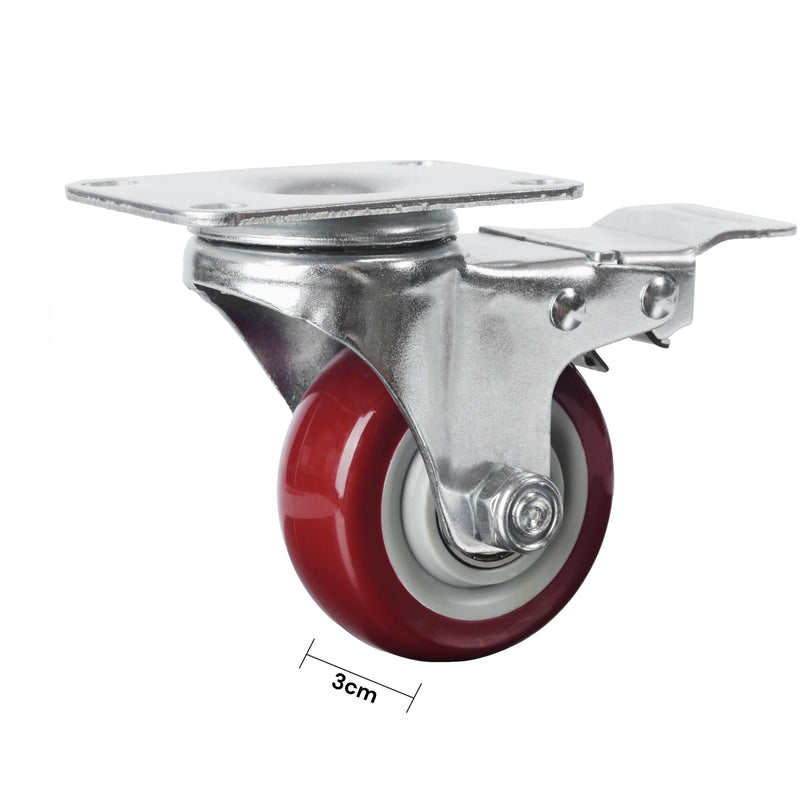 4x 3 inch Heavy Duty 2x Fixed + 2x Swivel Casters Load 300kg Castor Caster Wheels Swivel Casters with Brakes