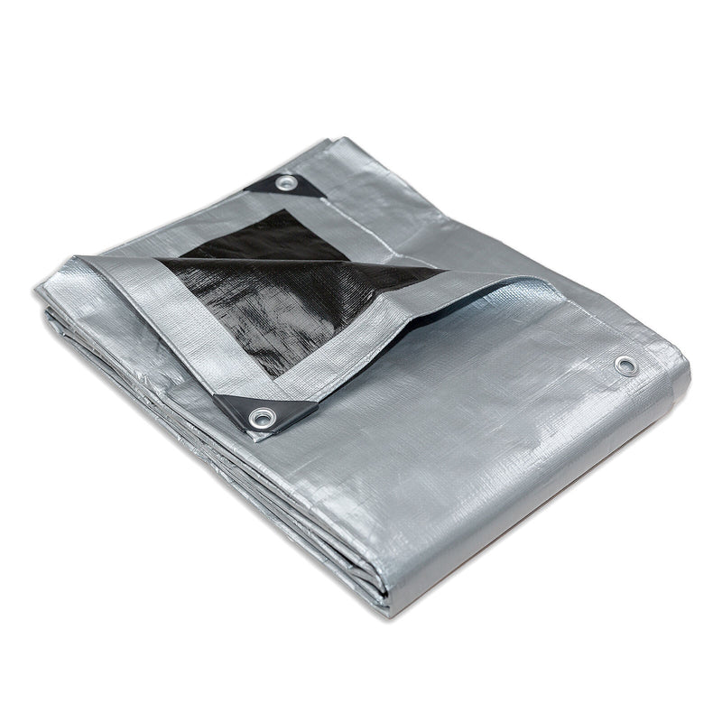 Heavy Duty Silver Black Tarp Tarpaulin 3.6x4.9m