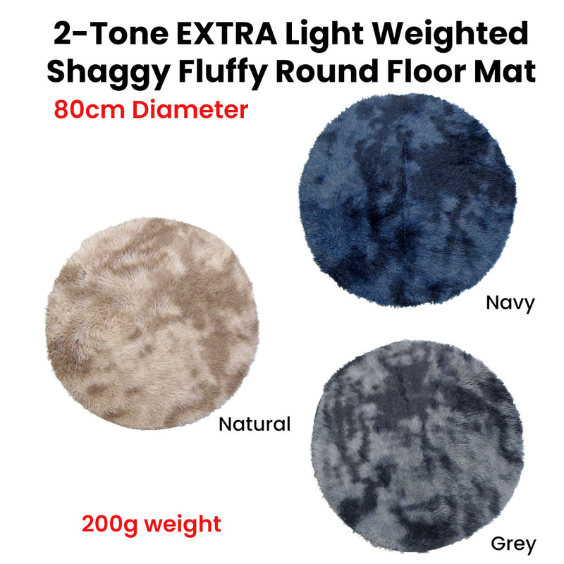 2-Toned Extra Light Weighted Shaggy Fluffy Floor Mat Navy