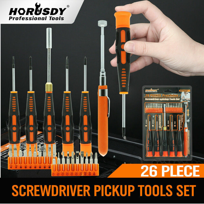 26Pc Precision Screwdriver Set Magnetic Pickup Hex Torx Philip Flat Bits Drive