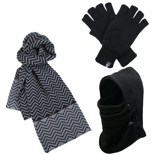 Dents 3pc Set Mens Black Thermal Windproof Beanie Hat Scarf Thinsulate Gloves