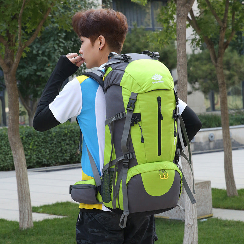 Green 36-55L Outdoor Hiking Backpack - Durable Water Resistant Travel Bag for Trekking, Camping, and Adventure