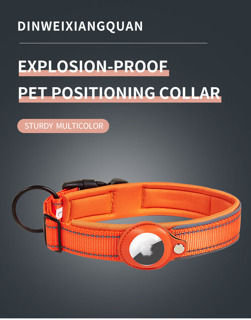 Size XL Green Reflective Adjustable Anti-Lost Pet Collar (For Apple AirTag - Collar Only, Tracker Not Included)