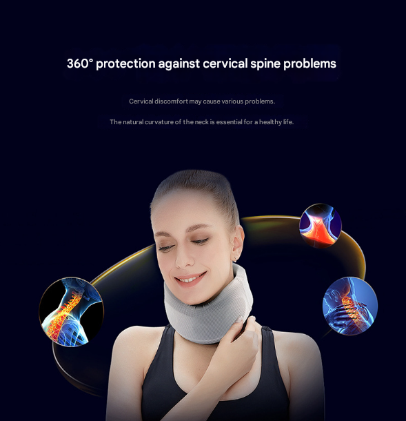 Size S Light Blue Ergonomic Neck Support Brace - Soft Cervical Collar for Posture Correction and Pain Relief
