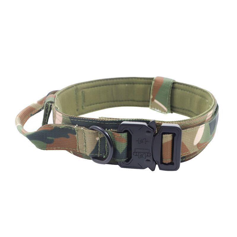 M Camouflage Tactical Dog Collar - Heavy Duty Nylon Pet Collar for Medium & Large Dogs, Adjustable (3.8cm Width)