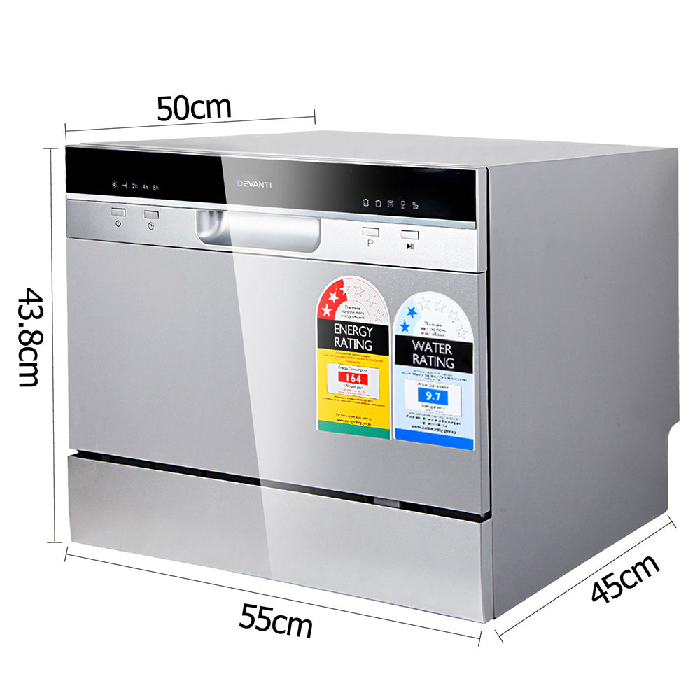 Devanti Benchtop Dishwasher 6 Place Bench Top Countertop Dishwasher Freestanding