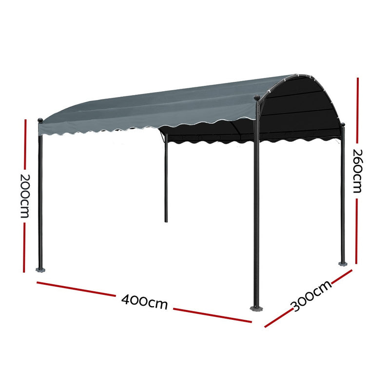 Instahut Gazebo 4x3m Party Marquee Outdoor Wedding Event Tent Iron Art Gazebos Grey