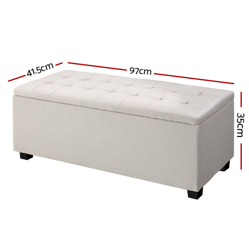 Artiss Large Fabric Storage Ottoman - Beige