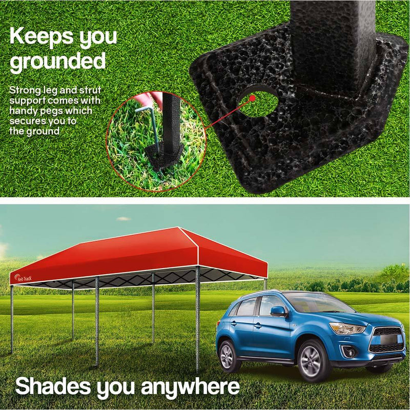 Red Track 3x6m Folding Gazebo Shade Outdoor Red Foldable Marquee Pop-Up