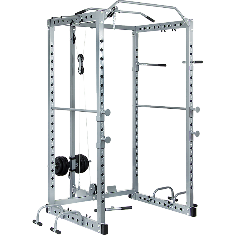 Power Rack Squat Cage Stands w Lat Pulldown Home Gym