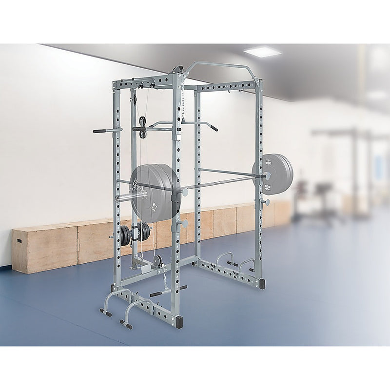 Power Rack Squat Cage Stands w Lat Pulldown Home Gym