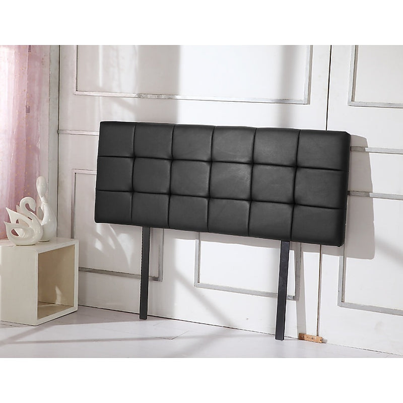 PU Leather Double Bed Deluxe Headboard Bedhead - Black