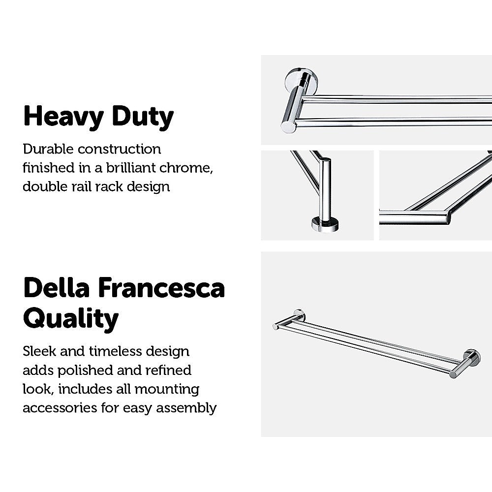 Double Classic Chrome Towel Bar Rail Bathroom