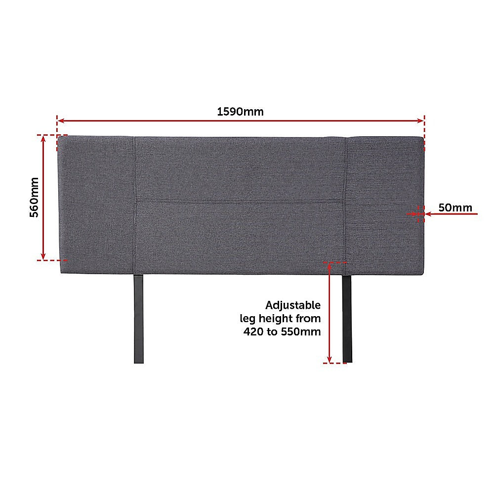 Linen Fabric Queen Bed Headboard Bedhead - Grey