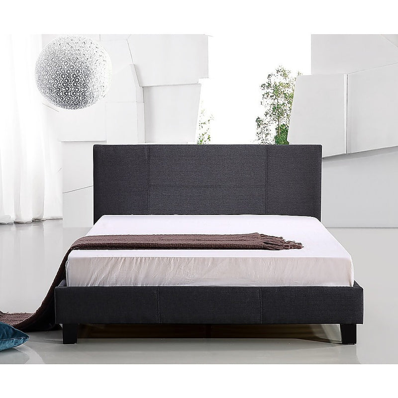 Queen Linen Fabric Bed Frame Grey