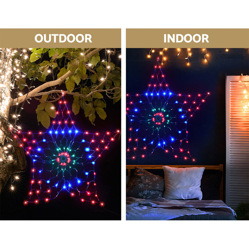 Jingle Jollys Christmas Lights Motif LED Star Net Waterproof Outdoor Colourful