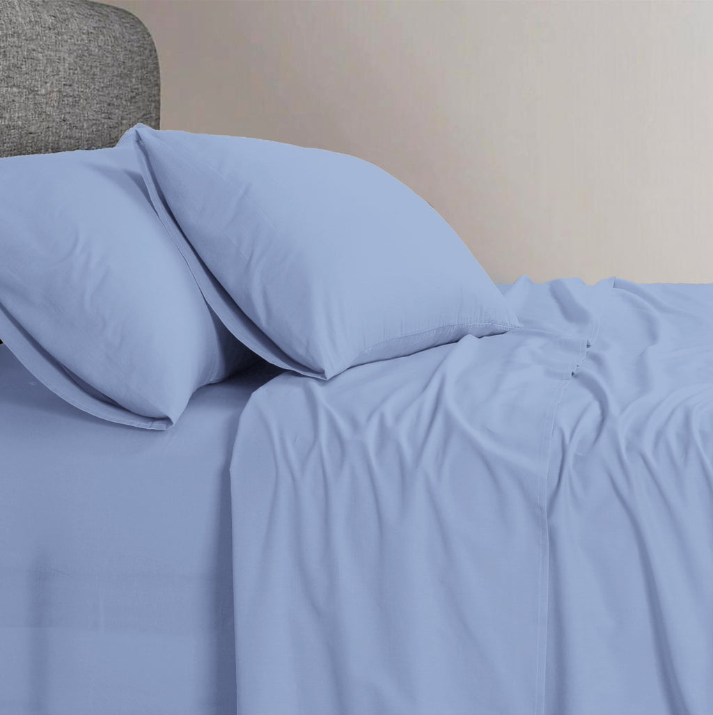 Elan Linen 1200TC Organic Cotton Sky Blue King Bed Sheet Set